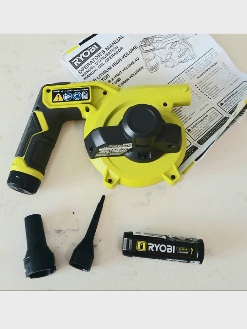 RYOBI Cordless High Volume Inflator Kit Includes USB Lithium Rechargable Battery